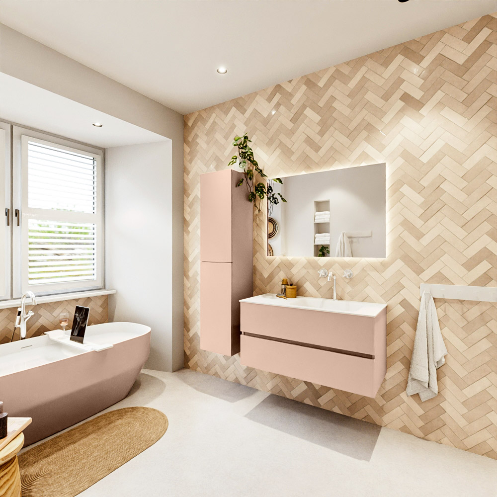 MONDIAZ VICA 100cm mueble de baño Rosee 2 cajones. Lavabo CLOUD Derecho 1 orificio, color Talc. 4 MONDIAZ VICA 100cm mueble de baño Rosee 2 cajones. Lavabo CLOUD Derecho 1 orificio, color Talc. - Imagen 4