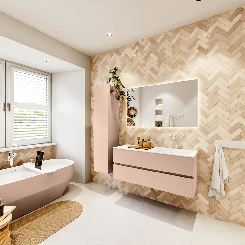 MONDIAZ VICA 120cm mueble de baño Rosee 2 cajones. Lavabo CLOUD Derecho 1 orificio, color Talc. 4 MONDIAZ VICA 120cm mueble de baño Rosee 2 cajones. Lavabo CLOUD Derecho 1 orificio, color Talc. - Imagen 4