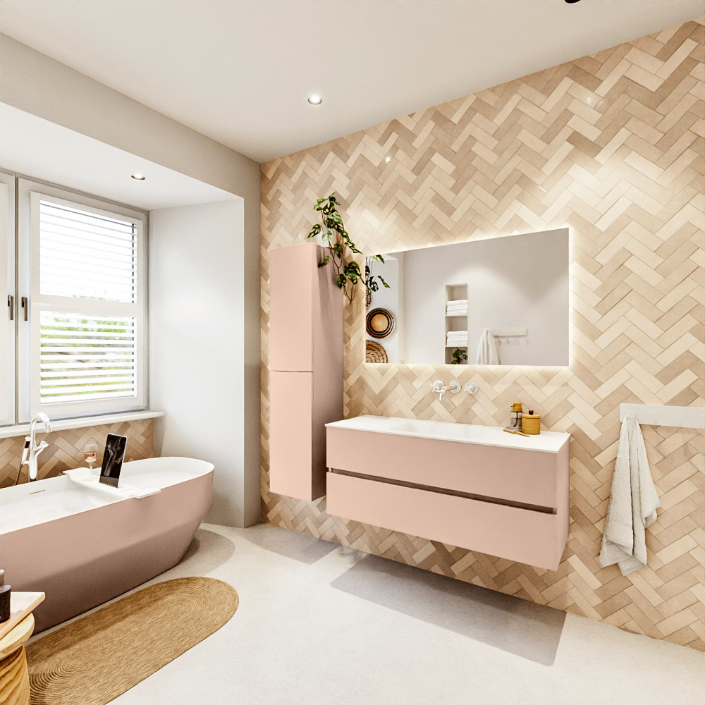 MONDIAZ VICA 120cm mueble de baño Rosee 2 cajones. Lavabo CLOUD Centro sin orificio, color Talc. 4 MONDIAZ VICA 120cm mueble de baño Rosee 2 cajones. Lavabo CLOUD Centro sin orificio, color Talc. - Imagen 4