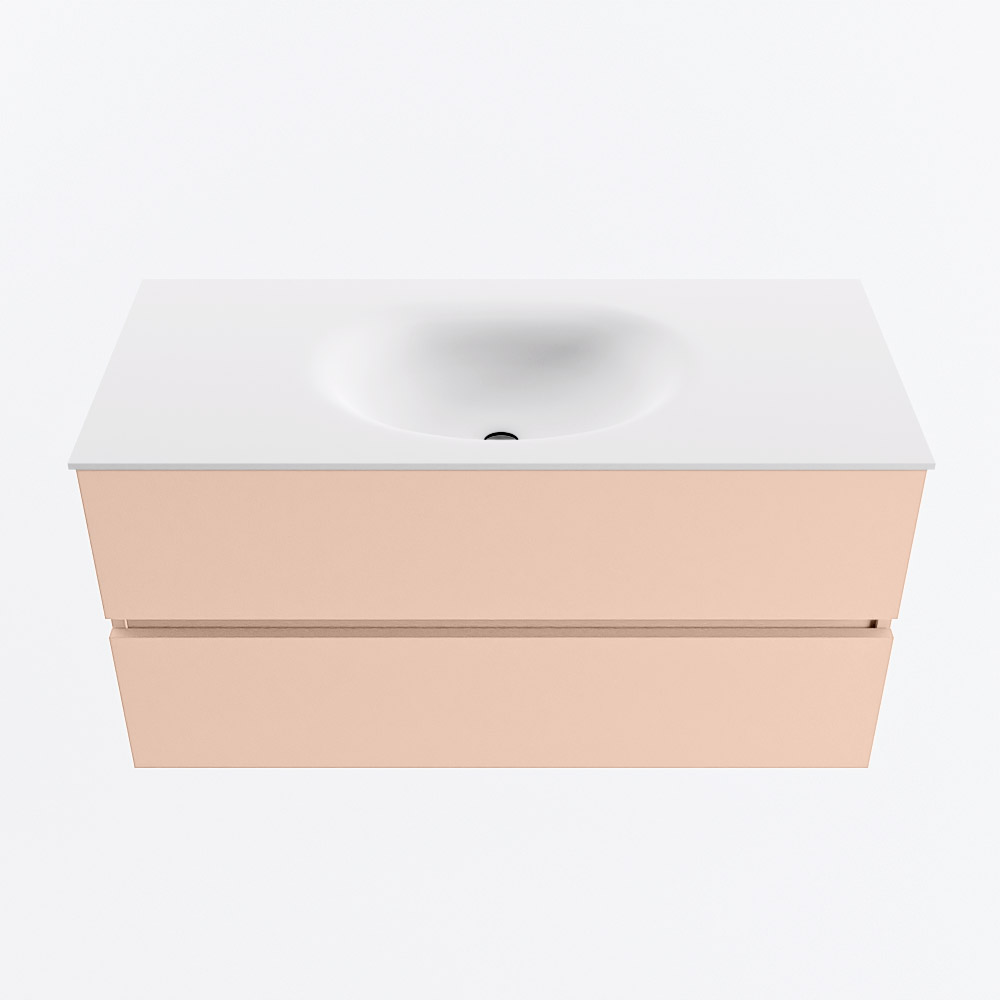 MONDIAZ VICA 100cm mueble de baño Rosee 2 cajones. Lavabo MOON Centro sin orificio, color Talc. 5 MONDIAZ VICA 100cm mueble de baño Rosee 2 cajones. Lavabo MOON Centro sin orificio, color Talc. - Imagen 5