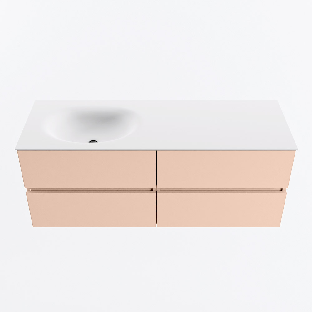 MONDIAZ VICA 130cm mueble de baño Rosee 4 cajones. Lavabo MOON Izquierda 1 orificio, color Talc. 5 MONDIAZ VICA 130cm mueble de baño Rosee 4 cajones. Lavabo MOON Izquierda 1 orificio, color Talc. - Imagen 5