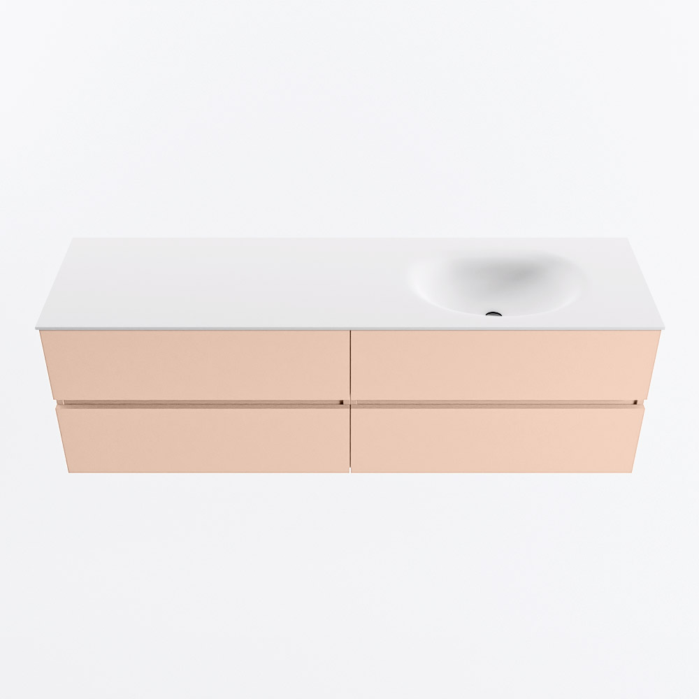 MONDIAZ VICA 160cm mueble de baño Rosee 4 cajones. Lavabo MOON Derecho 1 orificio, color Talc. 5 MONDIAZ VICA 160cm mueble de baño Rosee 4 cajones. Lavabo MOON Derecho 1 orificio, color Talc. - Imagen 5