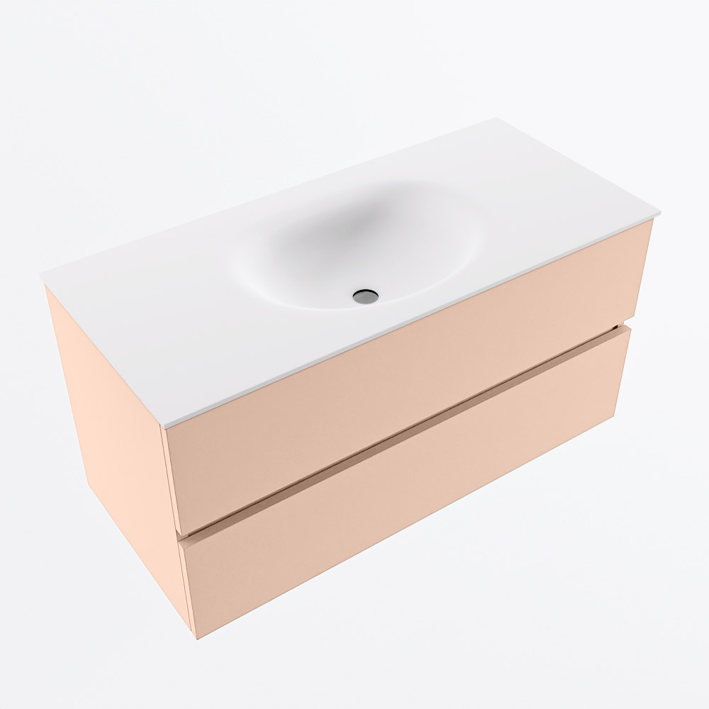 MONDIAZ VICA 100cm mueble de baño Rosee 2 cajones. Lavabo MOON Centro sin orificio, color Talc. 6 MONDIAZ VICA 100cm mueble de baño Rosee 2 cajones. Lavabo MOON Centro sin orificio, color Talc. - Imagen 6