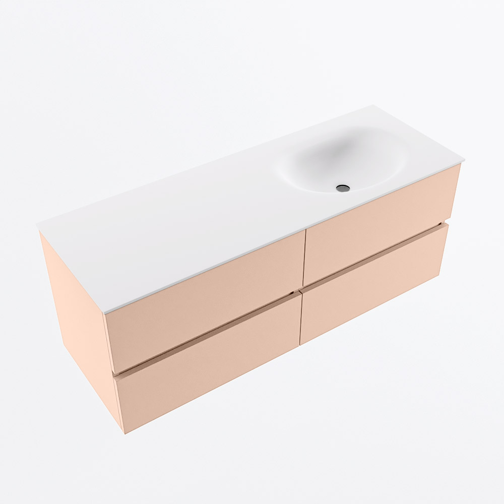 MONDIAZ VICA 130cm mueble de baño Rosee 4 cajones. Lavabo MOON Derecho sin orificio, color Talc. 6 MONDIAZ VICA 130cm mueble de baño Rosee 4 cajones. Lavabo MOON Derecho sin orificio, color Talc. - Imagen 6