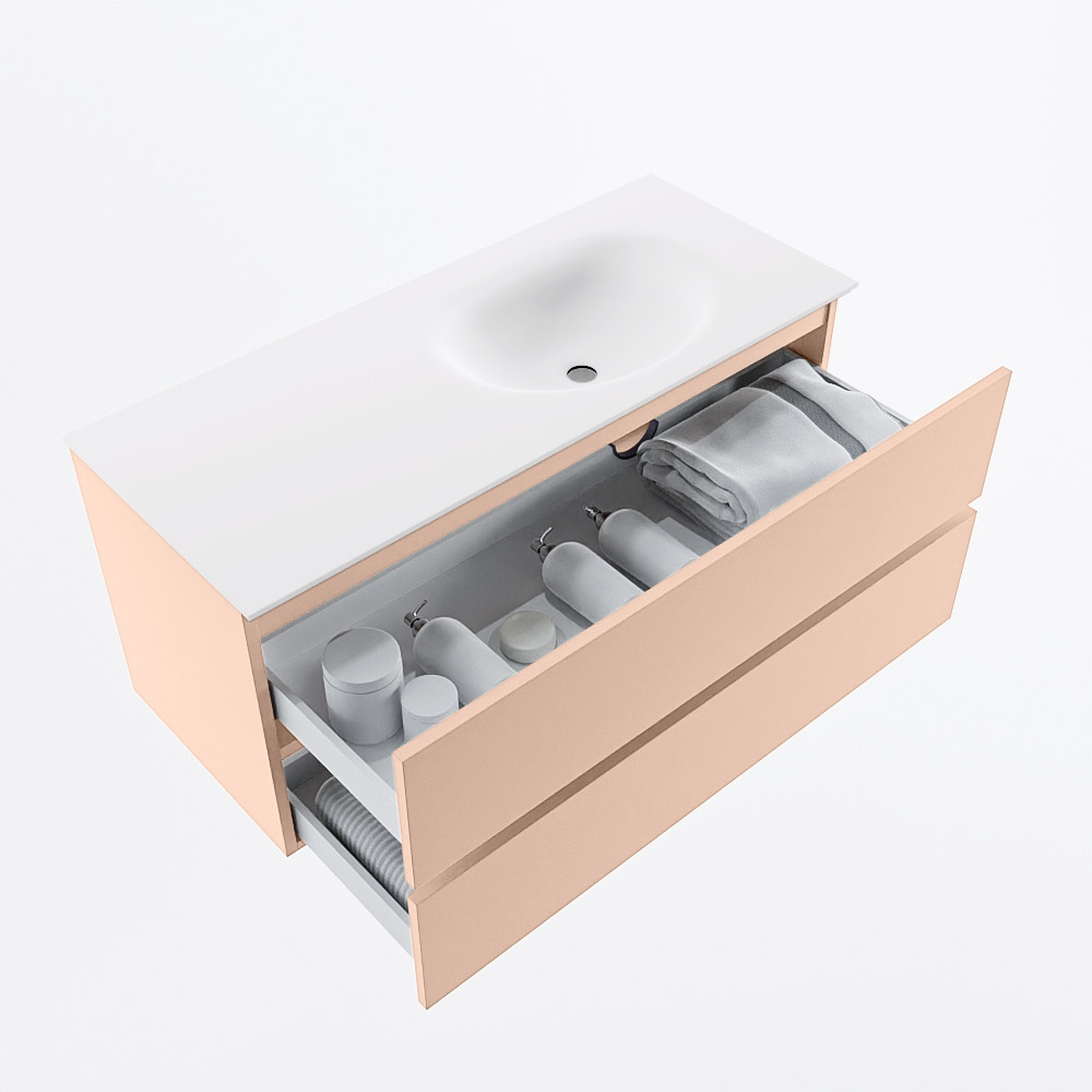 MONDIAZ VICA 110cm mueble de baño Rosee 2 cajones. Lavabo MOON Derecho 1 orificio, color Talc. 7 MONDIAZ VICA 110cm mueble de baño Rosee 2 cajones. Lavabo MOON Derecho 1 orificio, color Talc. - Imagen 7