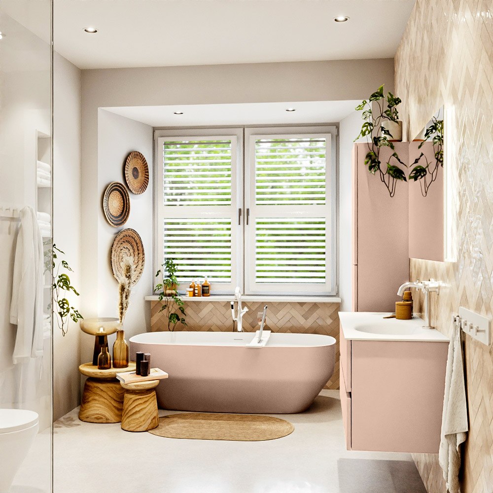 MONDIAZ VICA 110cm mueble de baño Rosee 2 cajones. Lavabo MOON Derecho 1 orificio, color Talc. 3 MONDIAZ VICA 110cm mueble de baño Rosee 2 cajones. Lavabo MOON Derecho 1 orificio, color Talc. - Imagen 3