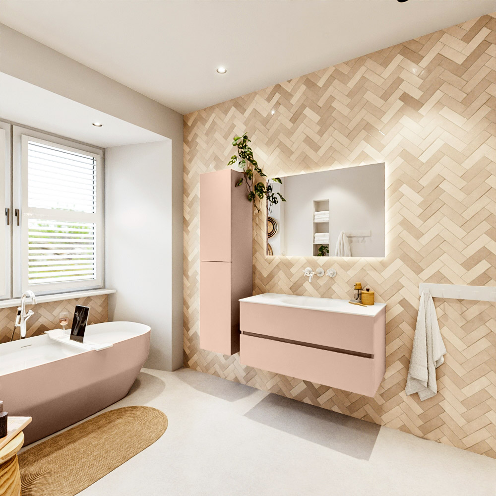 MONDIAZ VICA 100cm mueble de baño Rosee 2 cajones. Lavabo MOON Centro sin orificio, color Talc. 4 MONDIAZ VICA 100cm mueble de baño Rosee 2 cajones. Lavabo MOON Centro sin orificio, color Talc. - Imagen 4