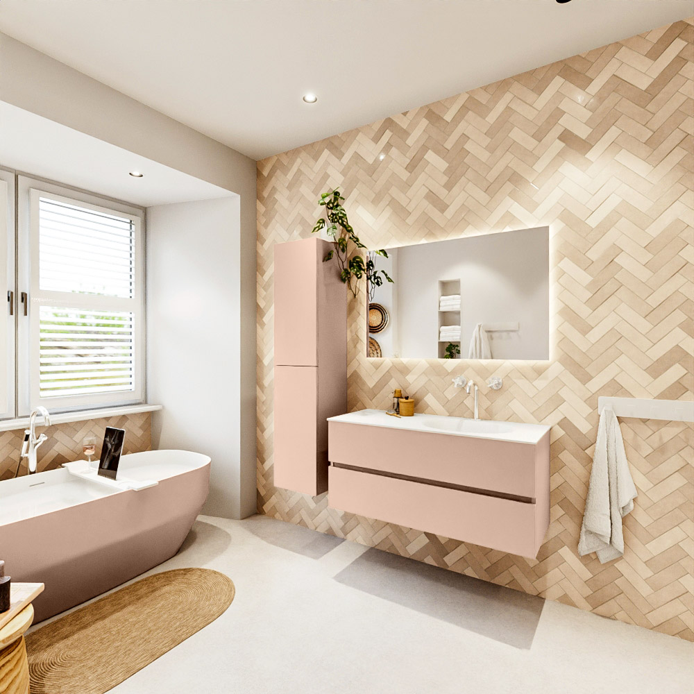 MONDIAZ VICA 110cm mueble de baño Rosee 2 cajones. Lavabo MOON Derecho 1 orificio, color Talc. 4 MONDIAZ VICA 110cm mueble de baño Rosee 2 cajones. Lavabo MOON Derecho 1 orificio, color Talc. - Imagen 4