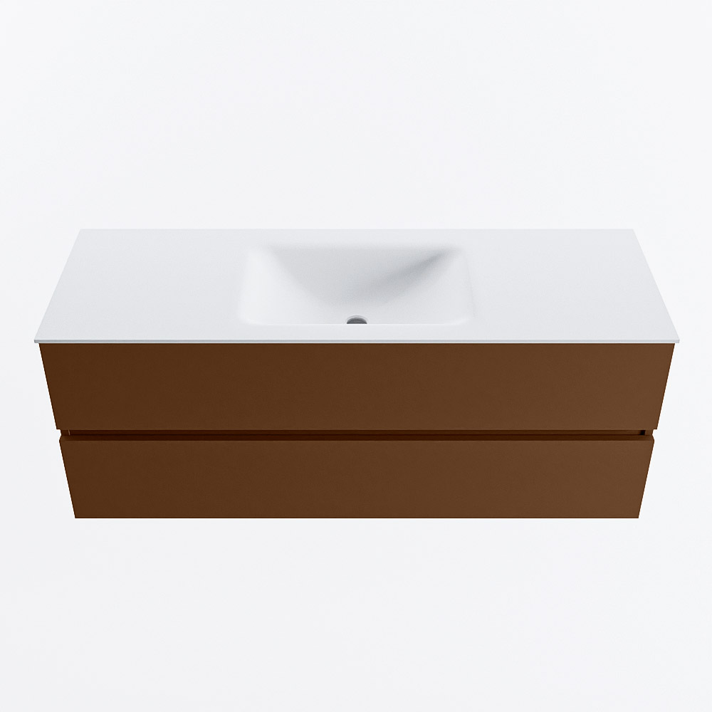MONDIAZ VICA 130cm mueble de baño Rust 2 cajones. Lavabo CLOUD Centro sin orificio, color Talc. 5 MONDIAZ VICA 130cm mueble de baño Rust 2 cajones. Lavabo CLOUD Centro sin orificio, color Talc. - Imagen 5