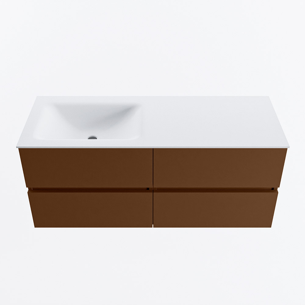 MONDIAZ VICA 120cm mueble de baño Rust 4 cajones. Lavabo CLOUD Izquierda sin orificio, color Talc. 5 MONDIAZ VICA 120cm mueble de baño Rust 4 cajones. Lavabo CLOUD Izquierda sin orificio, color Talc. - Imagen 5