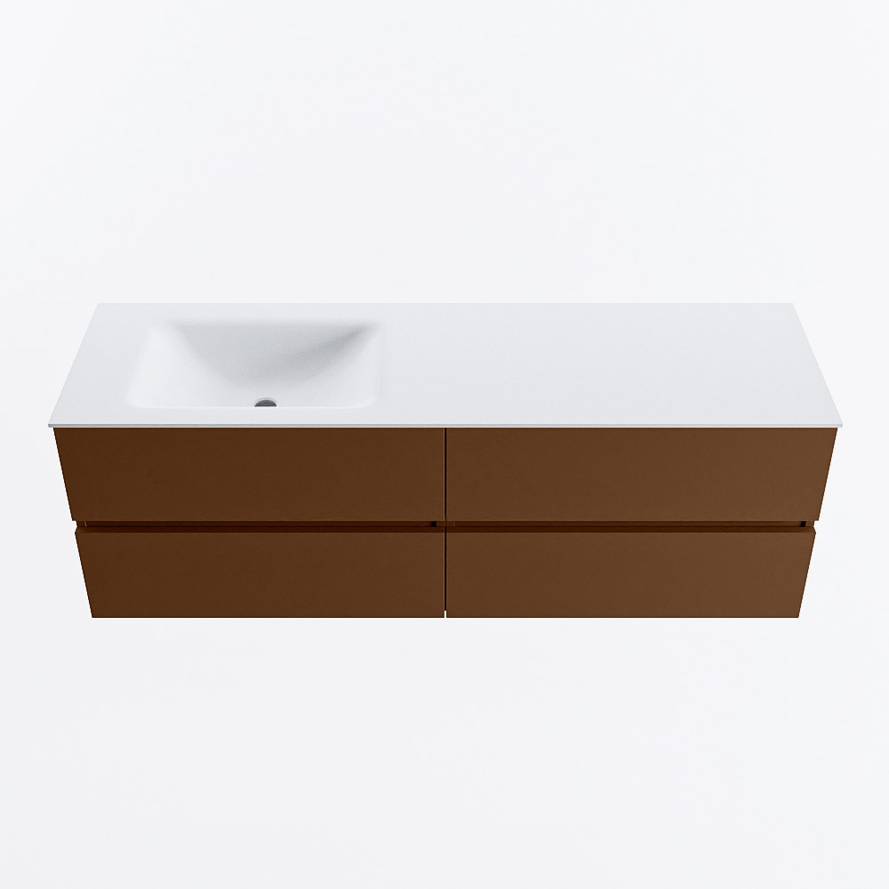 MONDIAZ VICA 150cm mueble de baño Rust 4 cajones. Lavabo CLOUD Izquierda 1 orificio, color Talc. 5 MONDIAZ VICA 150cm mueble de baño Rust 4 cajones. Lavabo CLOUD Izquierda 1 orificio, color Talc. - Imagen 5