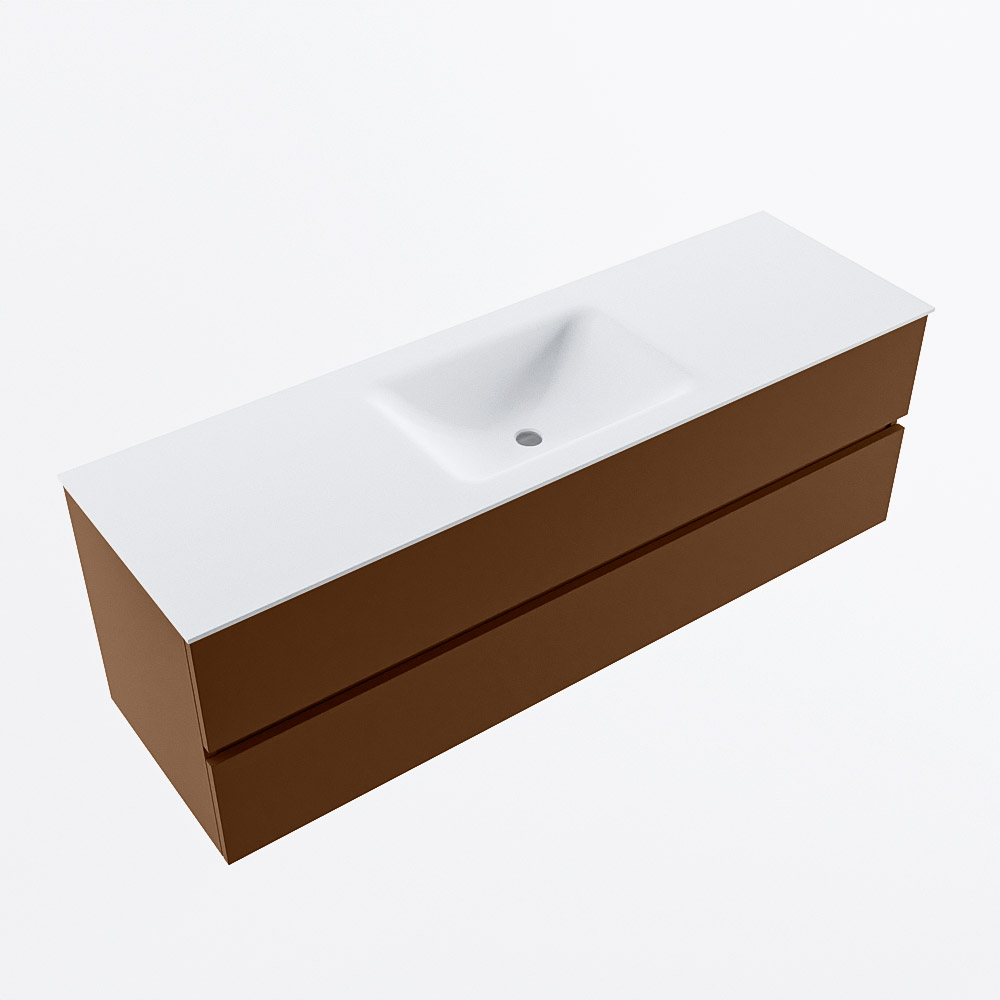 MONDIAZ VICA 150cm mueble de baño Rust 2 cajones. Lavabo CLOUD Centro sin orificio, color Talc. 6 MONDIAZ VICA 150cm mueble de baño Rust 2 cajones. Lavabo CLOUD Centro sin orificio, color Talc. - Imagen 6