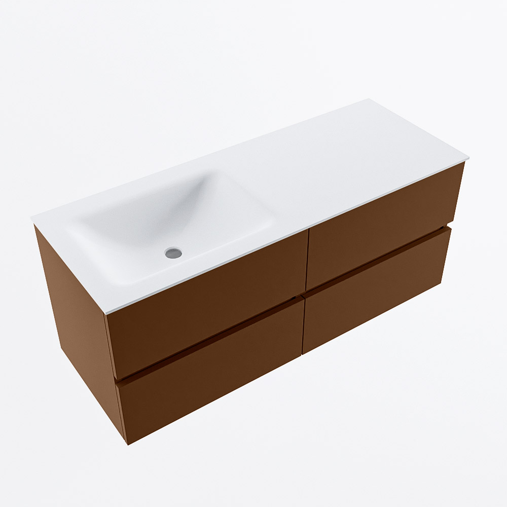 MONDIAZ VICA 120cm mueble de baño Rust 4 cajones. Lavabo CLOUD Izquierda sin orificio, color Talc. 6 MONDIAZ VICA 120cm mueble de baño Rust 4 cajones. Lavabo CLOUD Izquierda sin orificio, color Talc. - Imagen 6