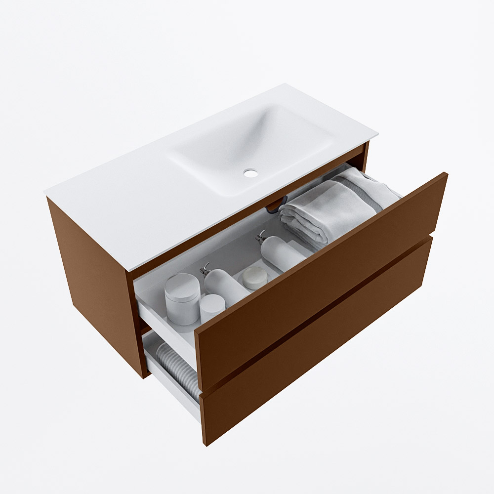 MONDIAZ VICA 100cm mueble de baño Rust 2 cajones. Lavabo CLOUD Derecho sin orificio, color Talc. 7 MONDIAZ VICA 100cm mueble de baño Rust 2 cajones. Lavabo CLOUD Derecho sin orificio, color Talc. - Imagen 7