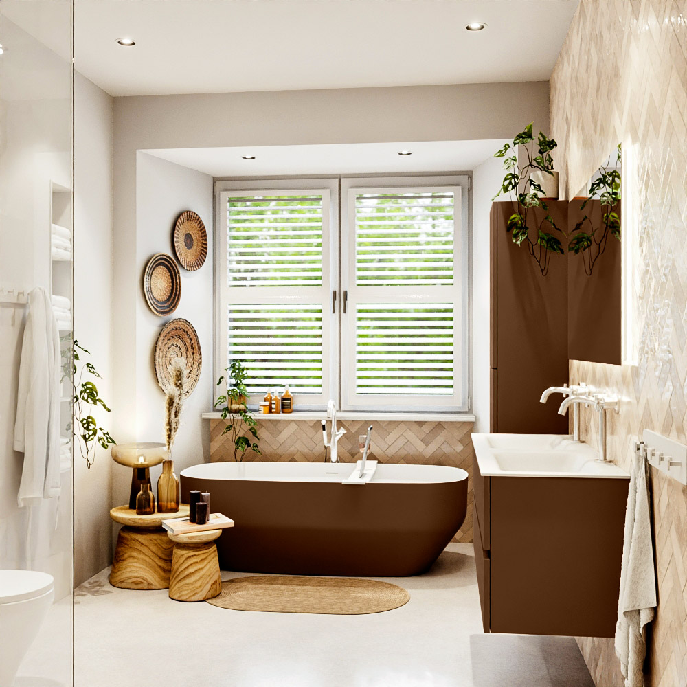 MONDIAZ VICA 120cm mueble de baño Rust 2 cajones. Lavabo CLOUD Doble 2 orificios, color Talc. 3 MONDIAZ VICA 120cm mueble de baño Rust 2 cajones. Lavabo CLOUD Doble 2 orificios, color Talc. - Imagen 3