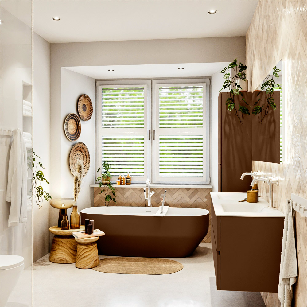 MONDIAZ VICA 150cm mueble de baño Rust 4 cajones. Lavabo CLOUD Doble 2 orificios, color Talc. 3 MONDIAZ VICA 150cm mueble de baño Rust 4 cajones. Lavabo CLOUD Doble 2 orificios, color Talc. - Imagen 3