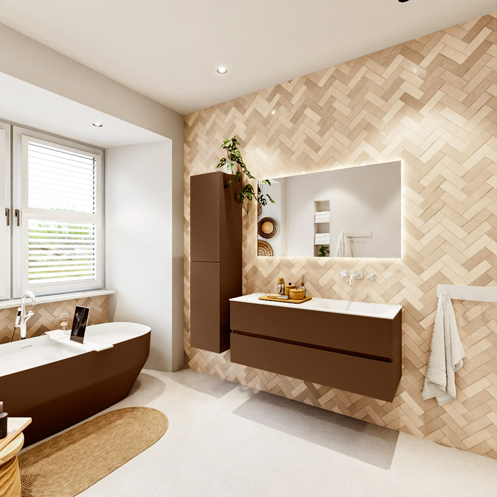 MONDIAZ VICA 120cm mueble de baño Rust 2 cajones. Lavabo CLOUD Derecho sin orificio, color Talc. 4 MONDIAZ VICA 120cm mueble de baño Rust 2 cajones. Lavabo CLOUD Derecho sin orificio, color Talc. - Imagen 4
