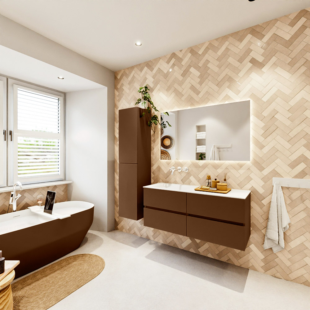 MONDIAZ VICA 120cm mueble de baño Rust 4 cajones. Lavabo CLOUD Izquierda sin orificio, color Talc. 4 MONDIAZ VICA 120cm mueble de baño Rust 4 cajones. Lavabo CLOUD Izquierda sin orificio, color Talc. - Imagen 4