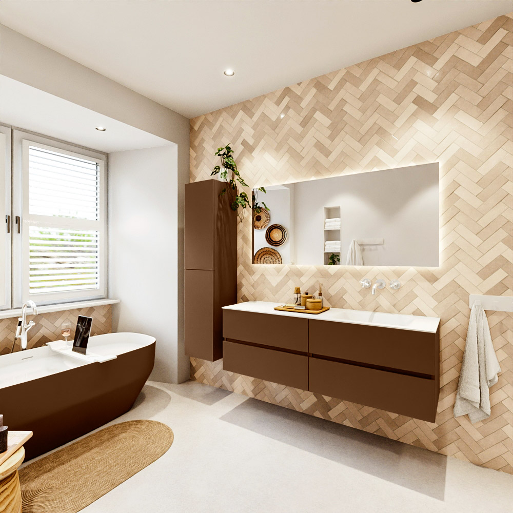 MONDIAZ VICA 150cm mueble de baño Rust 4 cajones. Lavabo CLOUD Derecho sin orificio, color Talc. 4 MONDIAZ VICA 150cm mueble de baño Rust 4 cajones. Lavabo CLOUD Derecho sin orificio, color Talc. - Imagen 4