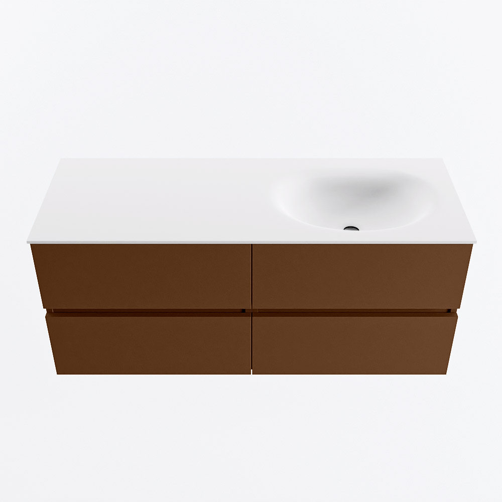 MONDIAZ VICA 120cm mueble de baño Rust 4 cajones. Lavabo MOON Derecho sin orificio, color Talc. 5 MONDIAZ VICA 120cm mueble de baño Rust 4 cajones. Lavabo MOON Derecho sin orificio, color Talc. - Imagen 5