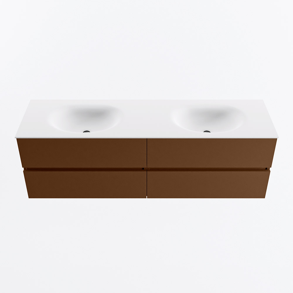 MONDIAZ VICA 160cm mueble de baño Rust 4 cajones. Lavabo MOON Doble 2 orificios, color Talc. 5 MONDIAZ VICA 160cm mueble de baño Rust 4 cajones. Lavabo MOON Doble 2 orificios, color Talc. - Imagen 5