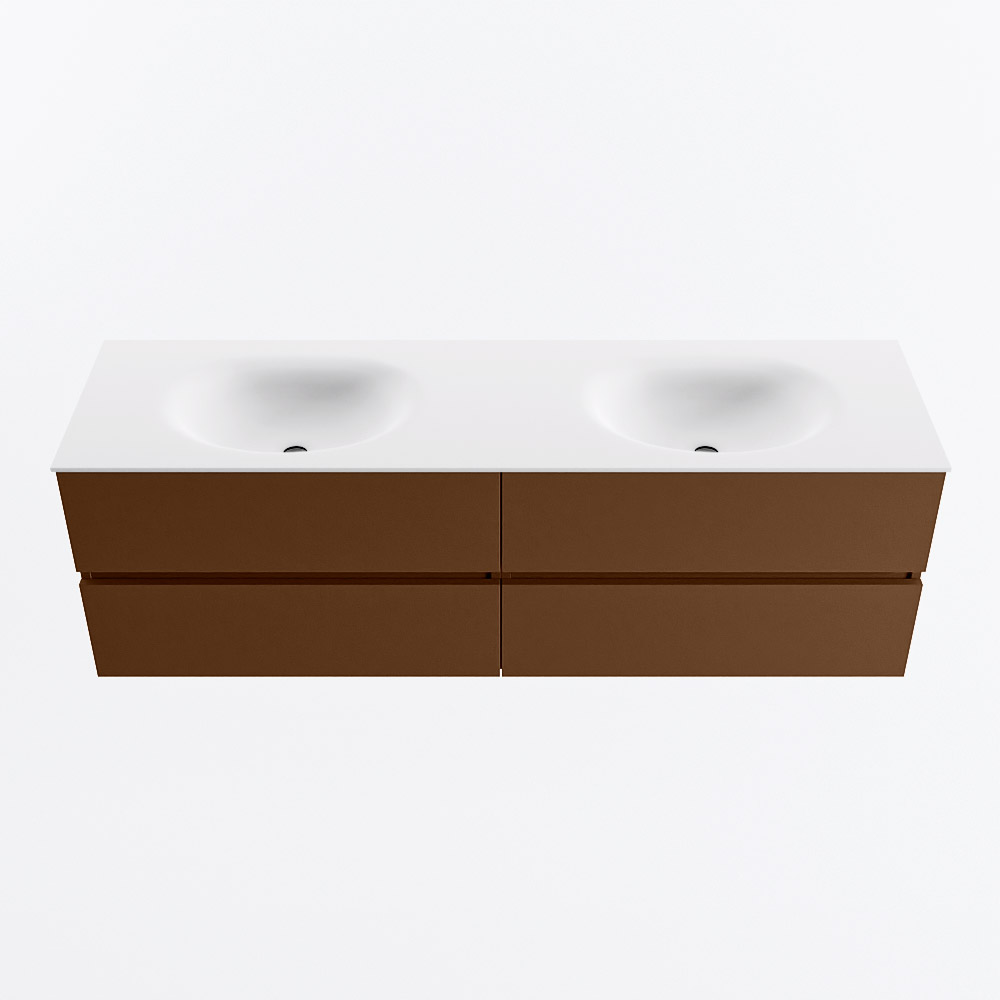 MONDIAZ VICA 160cm mueble de baño Rust 4 cajones. Lavabo MOON Doble sin orificio, color Talc. 5 MONDIAZ VICA 160cm mueble de baño Rust 4 cajones. Lavabo MOON Doble sin orificio, color Talc. - Imagen 5