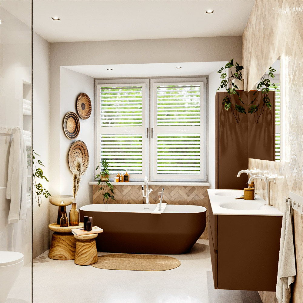 MONDIAZ VICA 160cm mueble de baño Rust 4 cajones. Lavabo MOON Doble 2 orificios, color Talc. 3 MONDIAZ VICA 160cm mueble de baño Rust 4 cajones. Lavabo MOON Doble 2 orificios, color Talc. - Imagen 3
