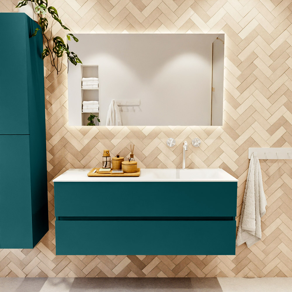 MONDIAZ VICA 120cm mueble de baño Smag 2 cajones. Lavabo CLOUD Derecho 1 orificio, color Talc. 2 color Talc.