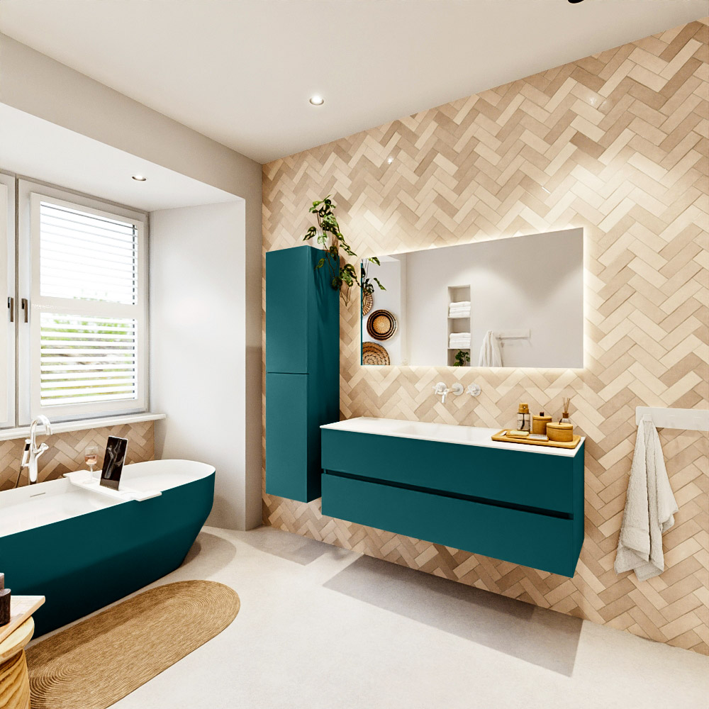 MONDIAZ VICA 130cm mueble de baño Smag 2 cajones. Lavabo CLOUD Centro sin orificio, color Talc. 4 MONDIAZ VICA 130cm mueble de baño Smag 2 cajones. Lavabo CLOUD Centro sin orificio, color Talc. - Imagen 4