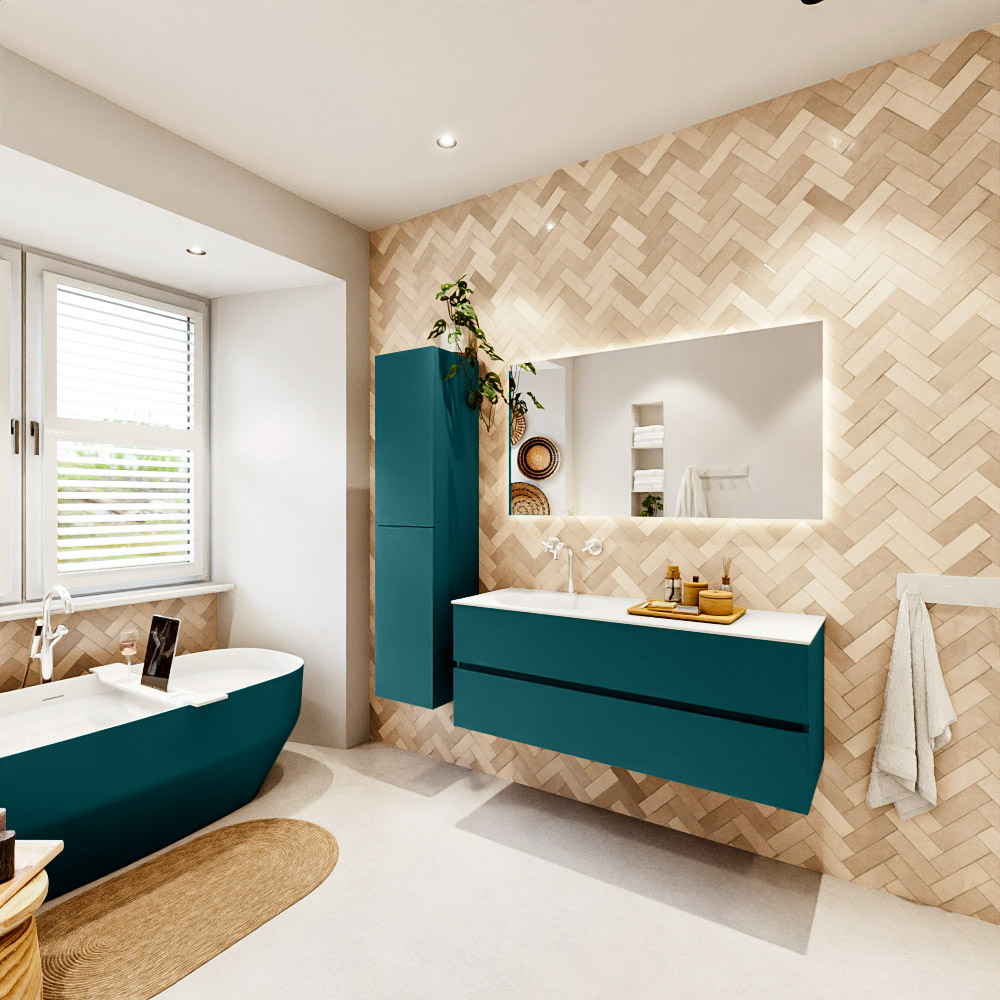 MONDIAZ VICA 130cm mueble de baño Smag 2 cajones. Lavabo MOON Izquierda 1 orificio, color Talc. 4 MONDIAZ VICA 130cm mueble de baño Smag 2 cajones. Lavabo MOON Izquierda 1 orificio, color Talc. - Imagen 4