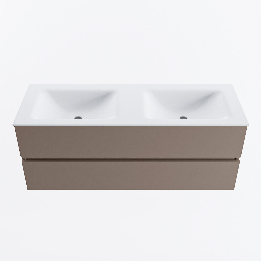 MONDIAZ VICA 130cm mueble de baño Smoke 2 cajones. Lavabo CLOUD Doble 2 orificios, color Talc. 5 MONDIAZ VICA 130cm mueble de baño Smoke 2 cajones. Lavabo CLOUD Doble 2 orificios, color Talc. - Imagen 5