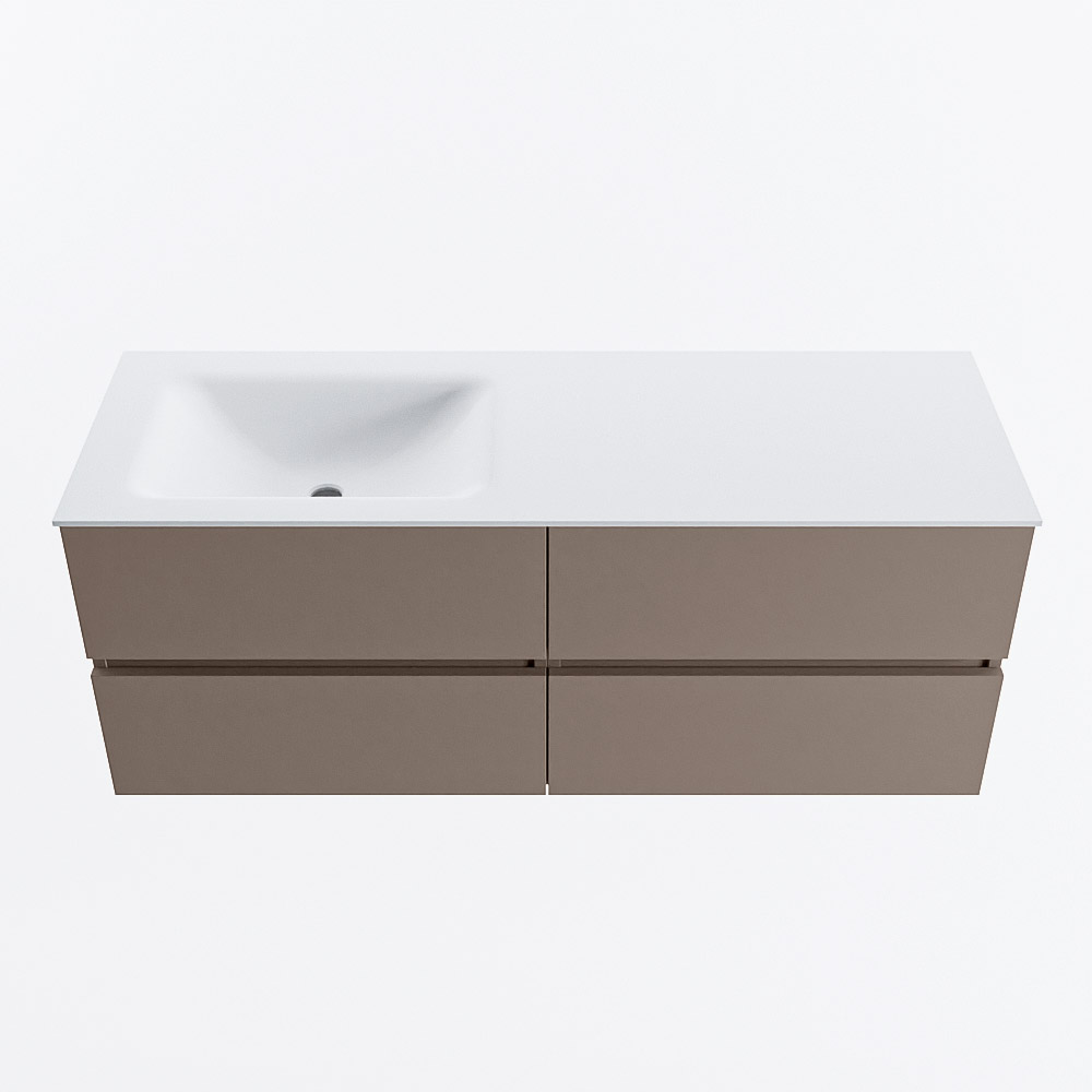MONDIAZ VICA 130cm mueble de baño Smoke 4 cajones. Lavabo CLOUD Izquierda sin orificio, color Talc. 5 MONDIAZ VICA 130cm mueble de baño Smoke 4 cajones. Lavabo CLOUD Izquierda sin orificio, color Talc. - Imagen 5