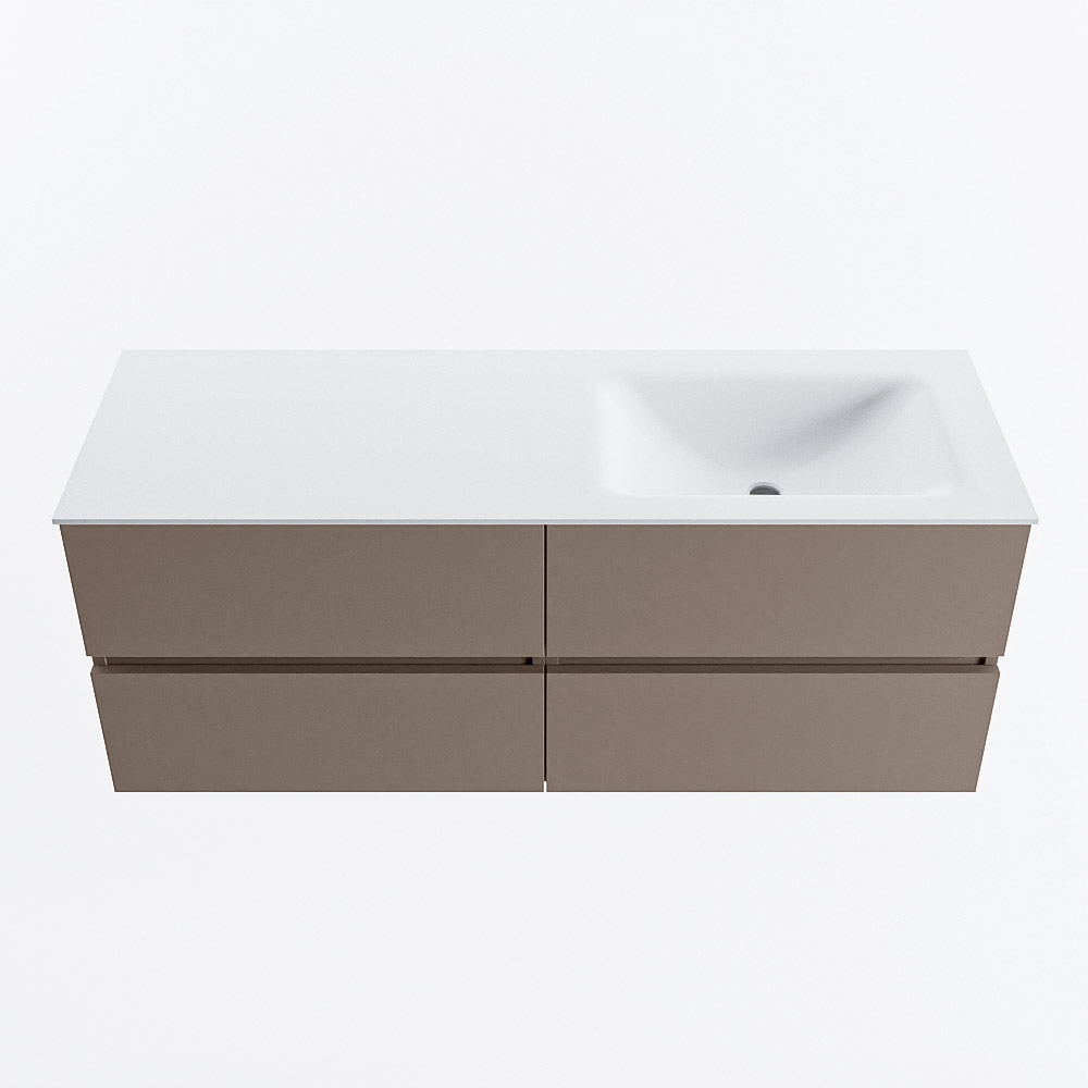 MONDIAZ VICA 130cm mueble de baño Smoke 4 cajones. Lavabo CLOUD Derecho sin orificio, color Talc. 5 MONDIAZ VICA 130cm mueble de baño Smoke 4 cajones. Lavabo CLOUD Derecho sin orificio, color Talc. - Imagen 5
