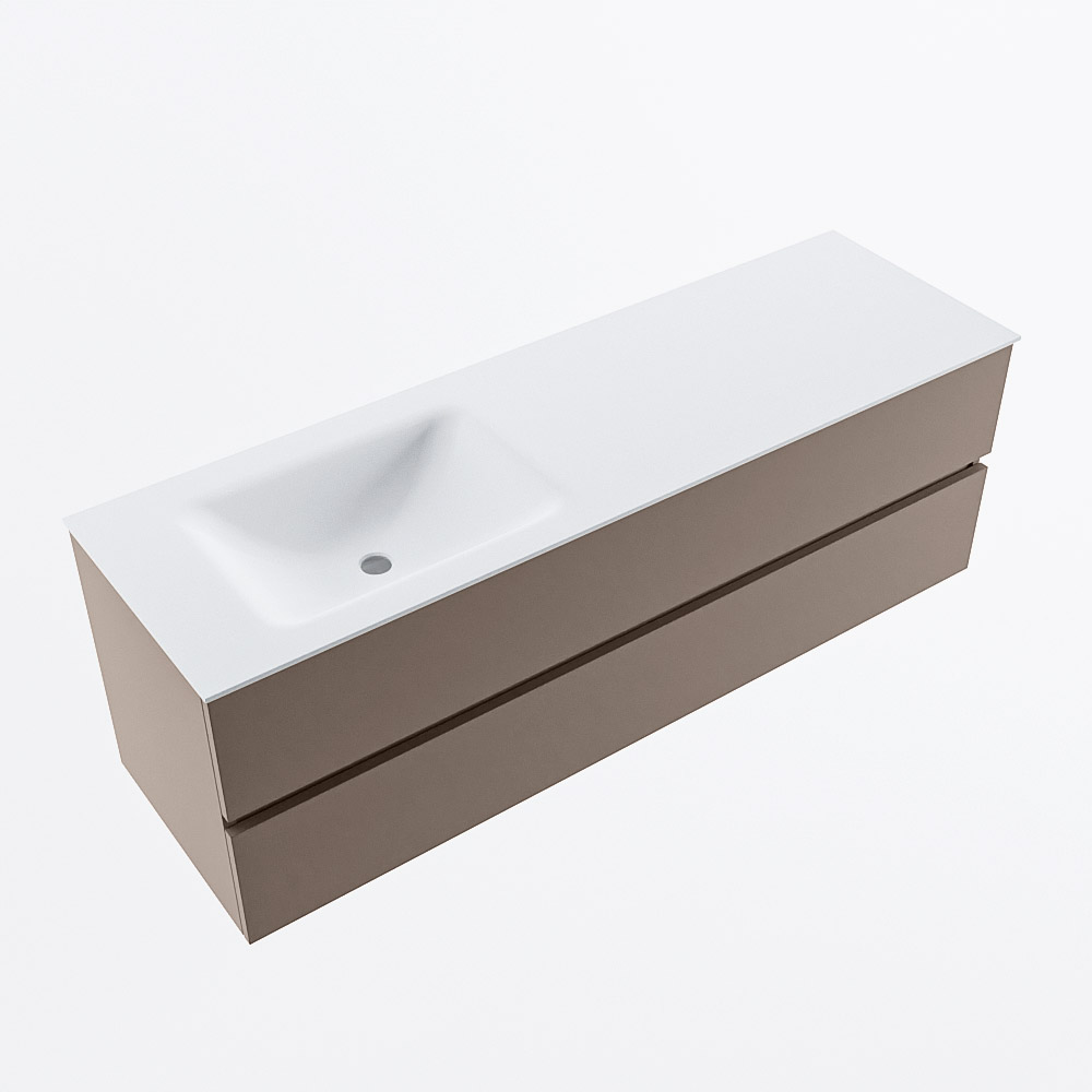 MONDIAZ VICA 150cm mueble de baño Smoke 2 cajones. Lavabo CLOUD Izquierda sin orificio, color Talc. 6 MONDIAZ VICA 150cm mueble de baño Smoke 2 cajones. Lavabo CLOUD Izquierda sin orificio, color Talc. - Imagen 6