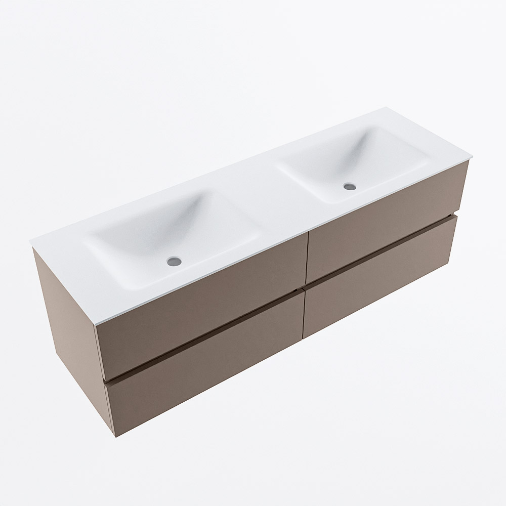 MONDIAZ VICA 150cm mueble de baño Smoke 4 cajones. Lavabo CLOUD Doble 2 orificios, color Talc. 6 MONDIAZ VICA 150cm mueble de baño Smoke 4 cajones. Lavabo CLOUD Doble 2 orificios, color Talc. - Imagen 6