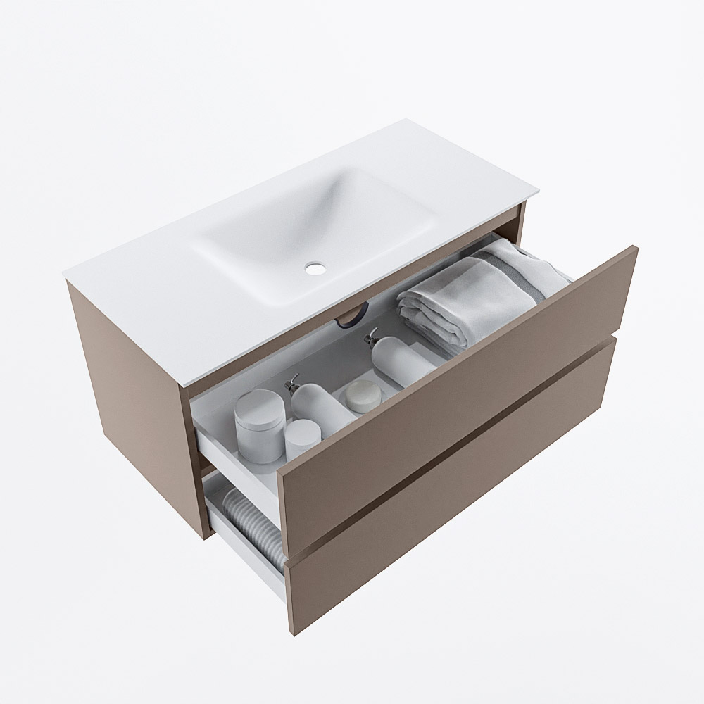 MONDIAZ VICA 100cm mueble de baño Smoke 2 cajones. Lavabo CLOUD Centro 1 orificio, color Talc. 7 MONDIAZ VICA 100cm mueble de baño Smoke 2 cajones. Lavabo CLOUD Centro 1 orificio, color Talc. - Imagen 7