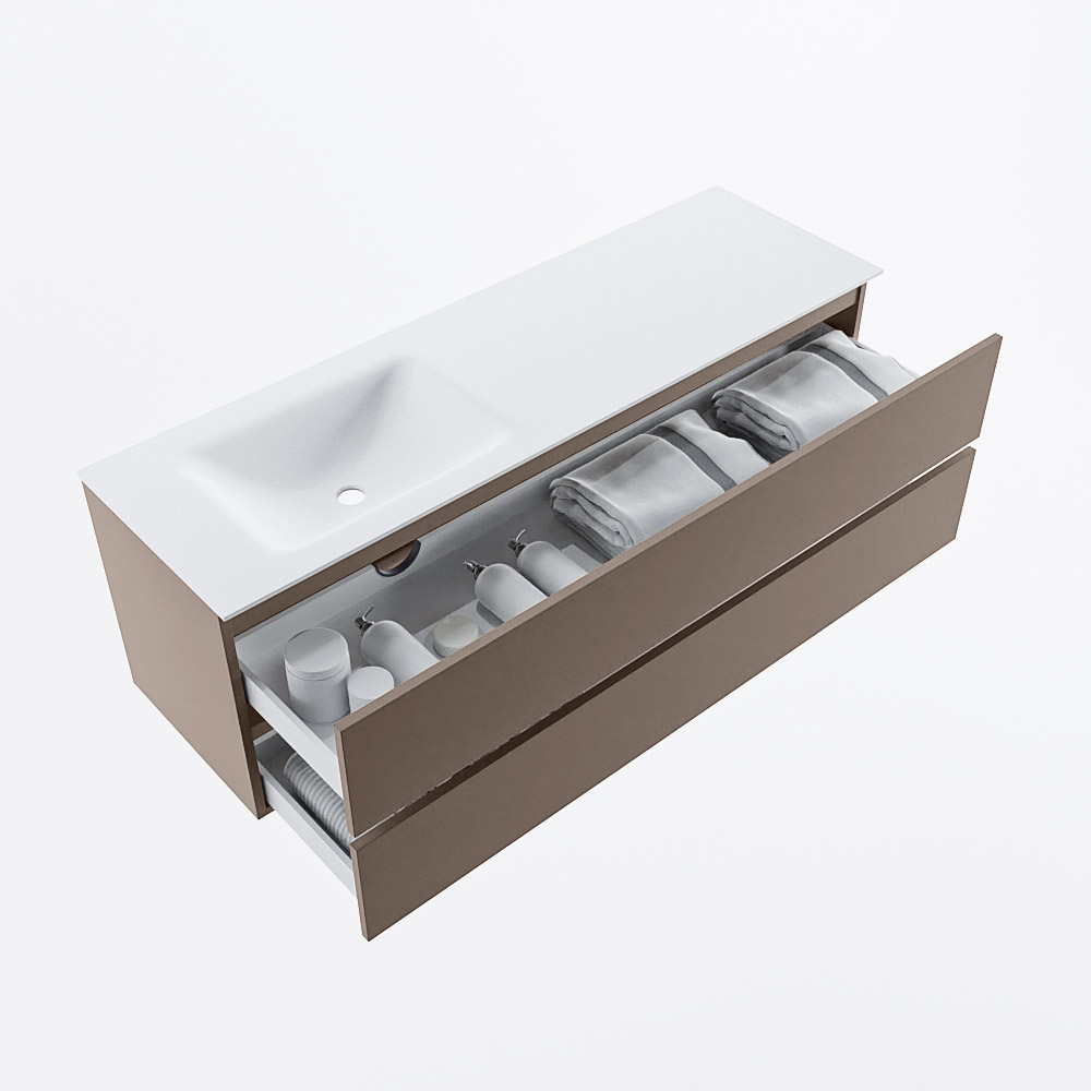MONDIAZ VICA 150cm mueble de baño Smoke 2 cajones. Lavabo CLOUD Izquierda sin orificio, color Talc. 7 MONDIAZ VICA 150cm mueble de baño Smoke 2 cajones. Lavabo CLOUD Izquierda sin orificio, color Talc. - Imagen 7