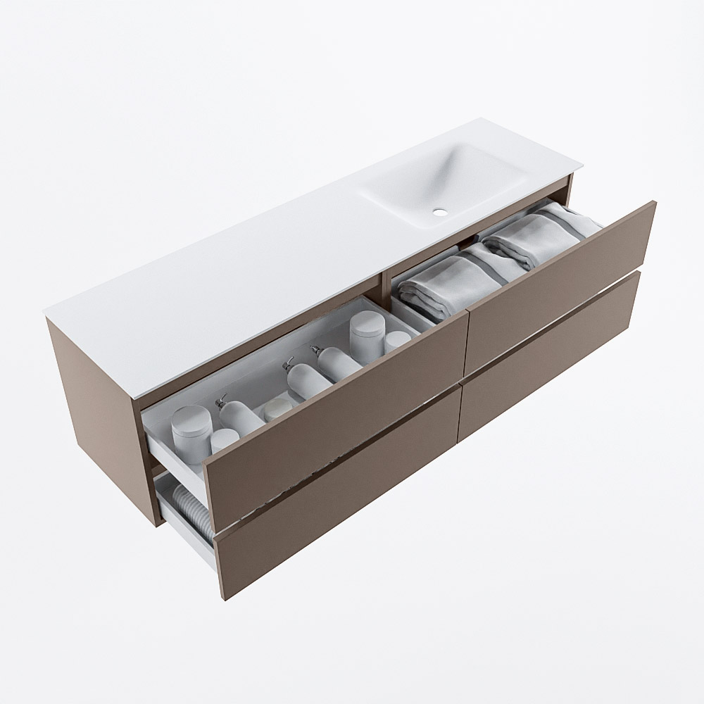 MONDIAZ VICA 170cm mueble de baño Smoke 4 cajones. Lavabo CLOUD Derecho 1 orificio, color Talc. 7 MONDIAZ VICA 170cm mueble de baño Smoke 4 cajones. Lavabo CLOUD Derecho 1 orificio, color Talc. - Imagen 7
