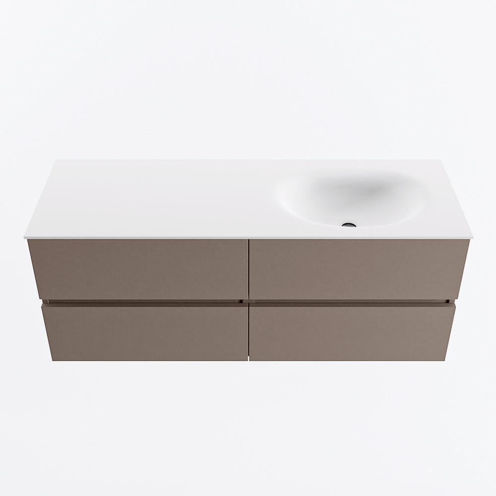 MONDIAZ VICA 130cm mueble de baño Smoke 4 cajones. Lavabo MOON Derecho sin orificio, color Talc. 5 MONDIAZ VICA 130cm mueble de baño Smoke 4 cajones. Lavabo MOON Derecho sin orificio, color Talc. - Imagen 5