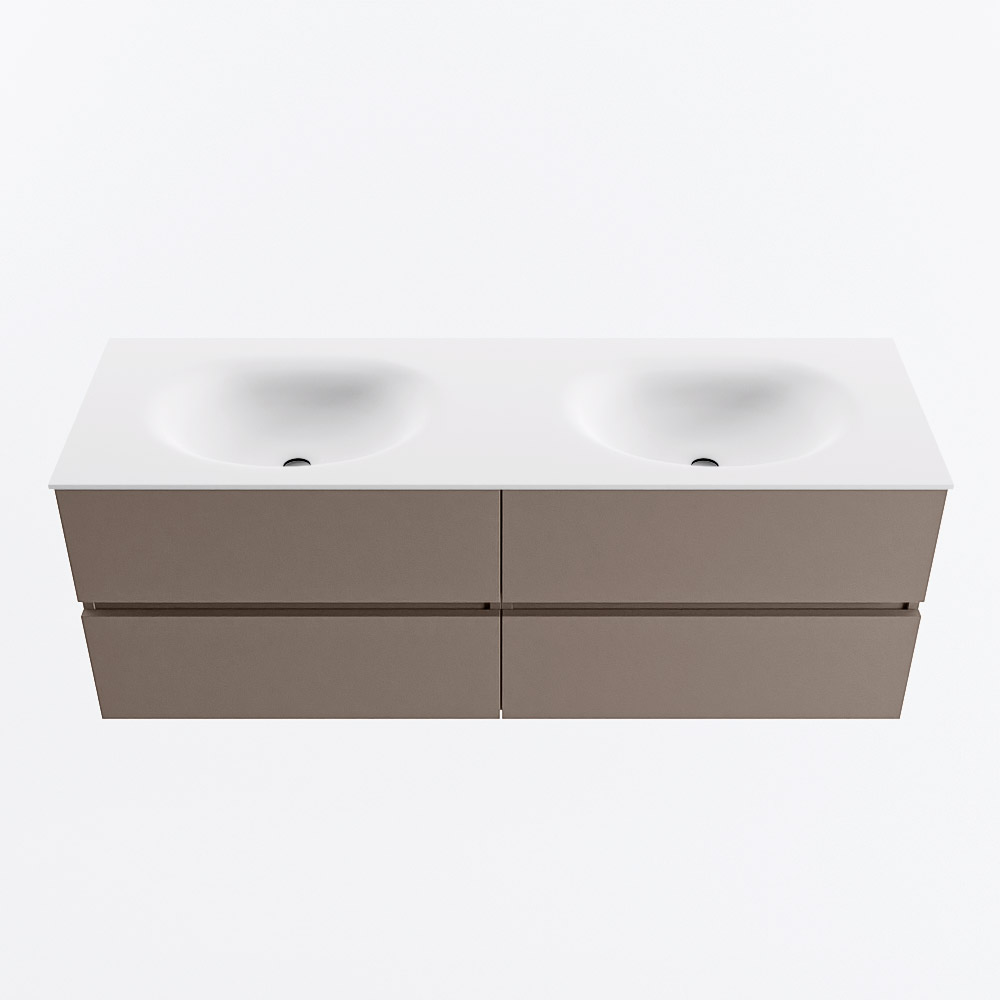 MONDIAZ VICA 140cm mueble de baño Smoke 4 cajones. Lavabo MOON Doble sin orificio, color Talc. 5 MONDIAZ VICA 140cm mueble de baño Smoke 4 cajones. Lavabo MOON Doble sin orificio, color Talc. - Imagen 5