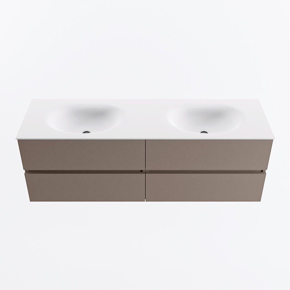 MONDIAZ VICA 150cm mueble de baño Smoke 4 cajones. Lavabo MOON Doble 2 orificios, color Talc. 5 MONDIAZ VICA 150cm mueble de baño Smoke 4 cajones. Lavabo MOON Doble 2 orificios, color Talc. - Imagen 5