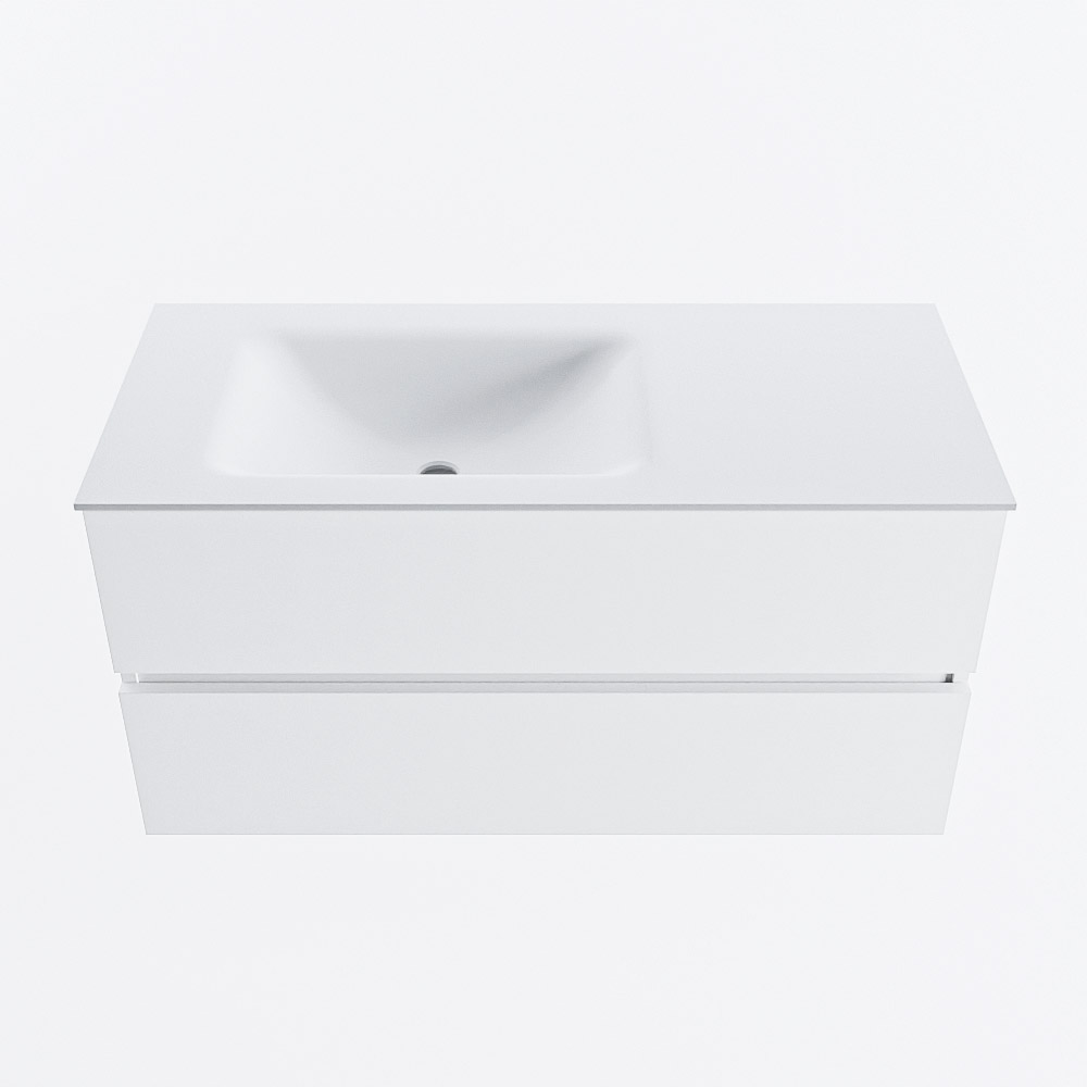 MONDIAZ VICA 100cm mueble de baño Talc 2 cajones. Lavabo CLOUD Izquierda 1 orificio, color Talc. 5 MONDIAZ VICA 100cm mueble de baño Talc 2 cajones. Lavabo CLOUD Izquierda 1 orificio, color Talc. - Imagen 5