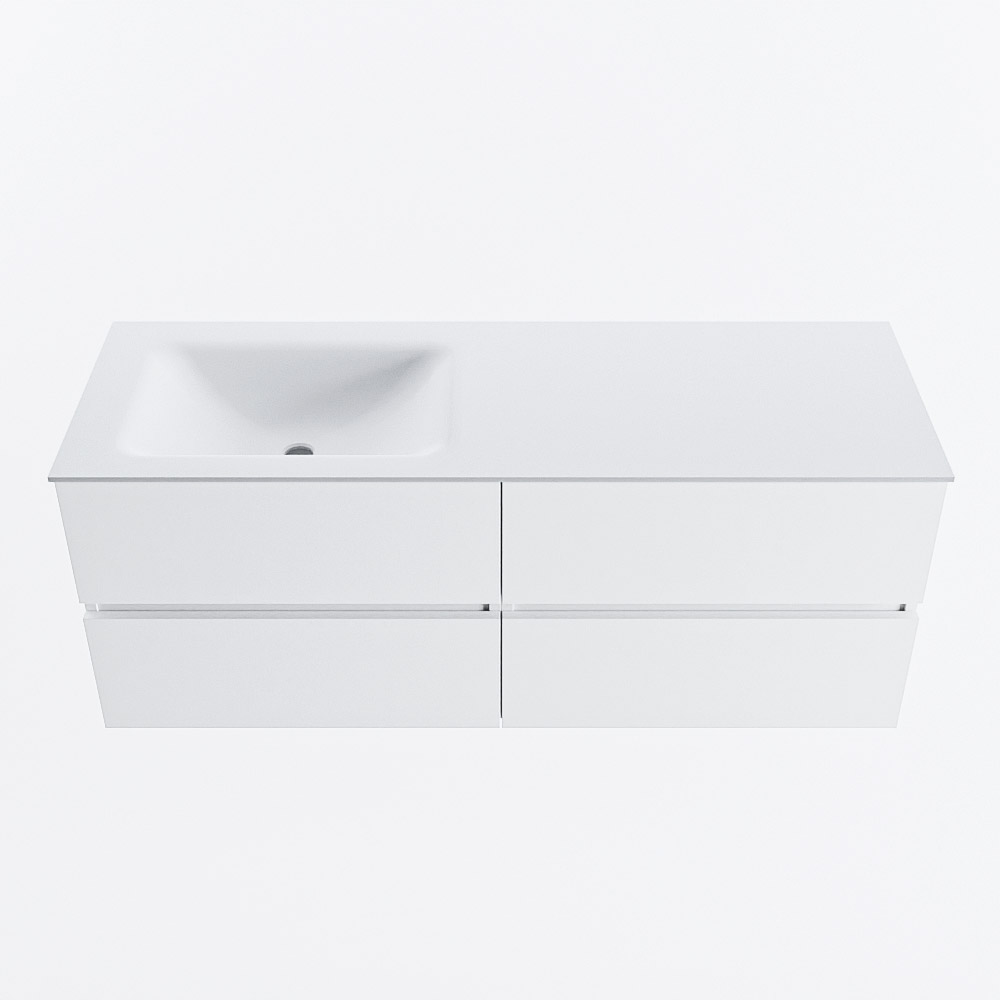MONDIAZ VICA 130cm mueble de baño Talc 4 cajones. Lavabo CLOUD Izquierda 1 orificio, color Talc. 5 MONDIAZ VICA 130cm mueble de baño Talc 4 cajones. Lavabo CLOUD Izquierda 1 orificio, color Talc. - Imagen 5