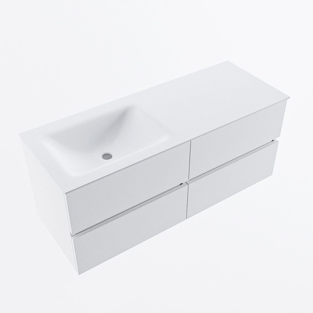 MONDIAZ VICA 120cm mueble de baño Talc 4 cajones. Lavabo CLOUD Izquierda sin orificio, color Talc. 6 MONDIAZ VICA 120cm mueble de baño Talc 4 cajones. Lavabo CLOUD Izquierda sin orificio, color Talc. - Imagen 6
