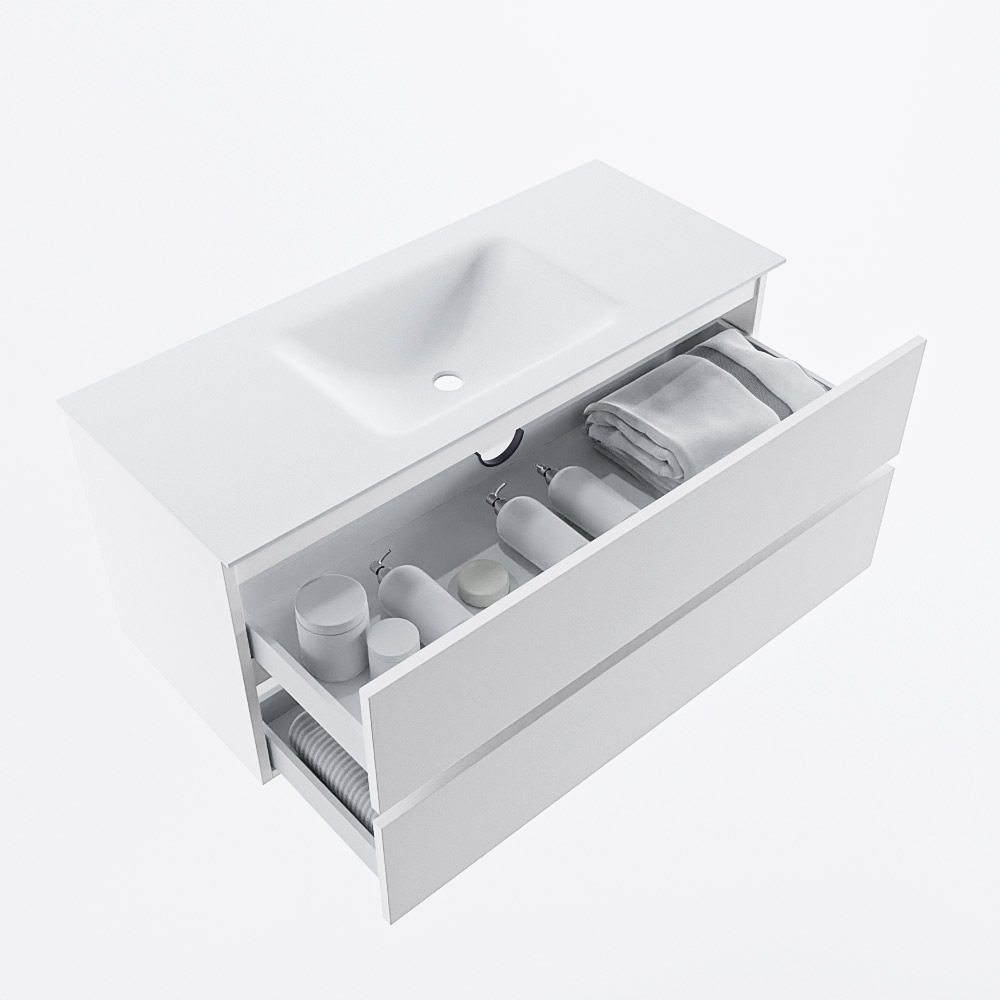 MONDIAZ VICA 110cm mueble de baño Talc 2 cajones. Lavabo CLOUD Centro sin orificio, color Talc. 7 MONDIAZ VICA 110cm mueble de baño Talc 2 cajones. Lavabo CLOUD Centro sin orificio, color Talc. - Imagen 7