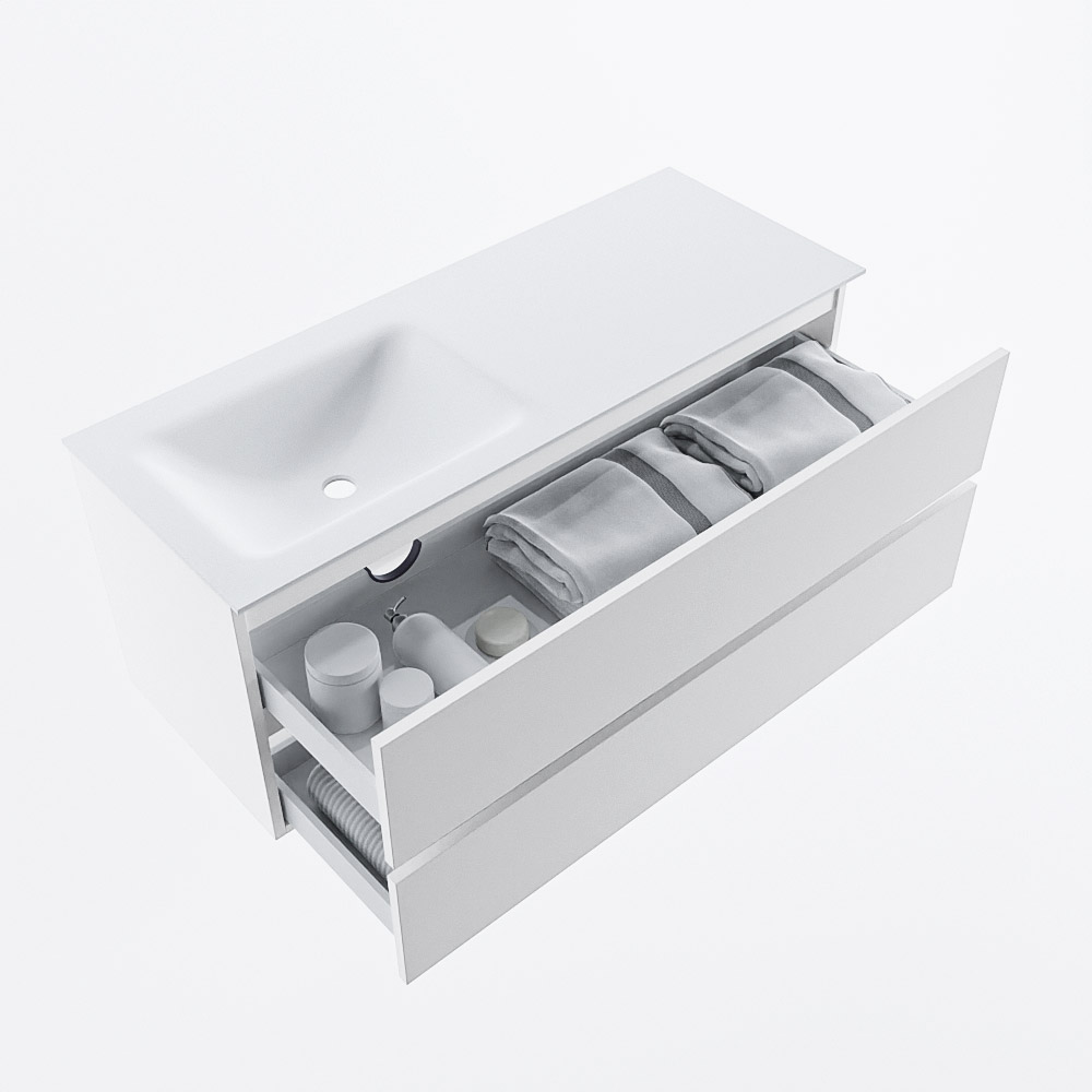 MONDIAZ VICA 120cm mueble de baño Talc 2 cajones. Lavabo CLOUD Izquierda sin orificio, color Talc. 7 MONDIAZ VICA 120cm mueble de baño Talc 2 cajones. Lavabo CLOUD Izquierda sin orificio, color Talc. - Imagen 7