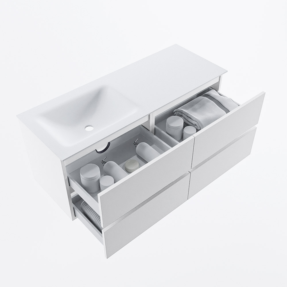 MONDIAZ VICA 120cm mueble de baño Talc 4 cajones. Lavabo CLOUD Izquierda sin orificio, color Talc. 7 MONDIAZ VICA 120cm mueble de baño Talc 4 cajones. Lavabo CLOUD Izquierda sin orificio, color Talc. - Imagen 7