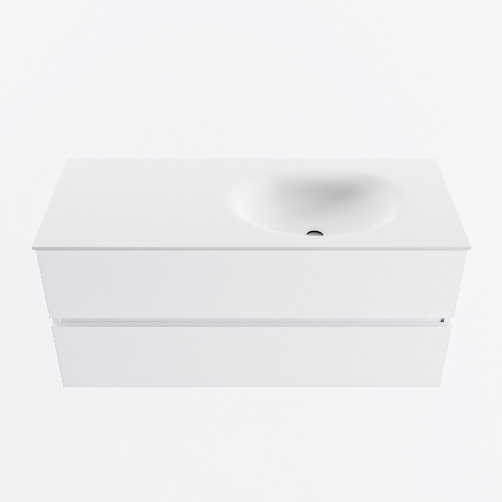 MONDIAZ VICA 110cm mueble de baño Talc 2 cajones. Lavabo MOON Derecho sin orificio, color Talc. 5 MONDIAZ VICA 110cm mueble de baño Talc 2 cajones. Lavabo MOON Derecho sin orificio, color Talc. - Imagen 5