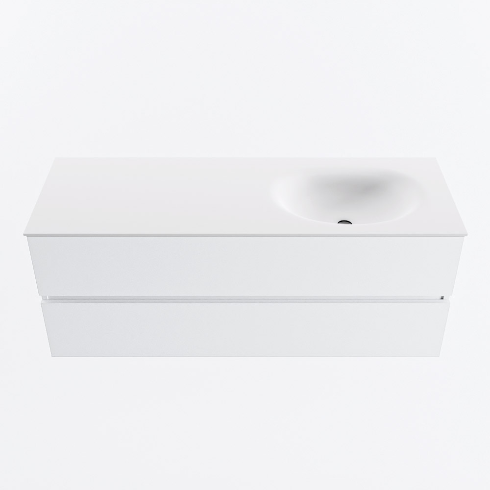 MONDIAZ VICA 130cm mueble de baño Talc 2 cajones. Lavabo MOON Derecho sin orificio, color Talc. 5 MONDIAZ VICA 130cm mueble de baño Talc 2 cajones. Lavabo MOON Derecho sin orificio, color Talc. - Imagen 5