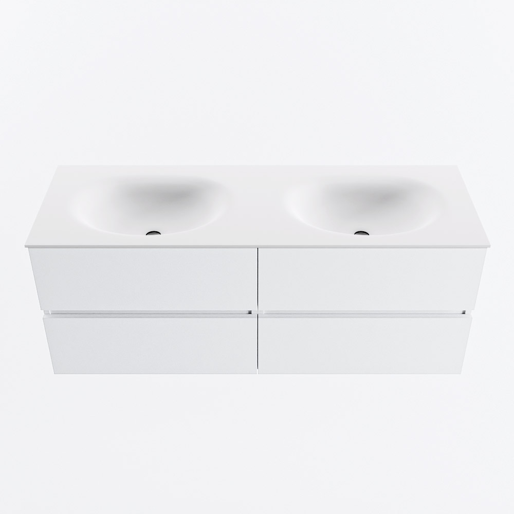 MONDIAZ VICA 130cm mueble de baño Talc 4 cajones. Lavabo MOON Doble 2 orificios, color Talc. 5 MONDIAZ VICA 130cm mueble de baño Talc 4 cajones. Lavabo MOON Doble 2 orificios, color Talc. - Imagen 5